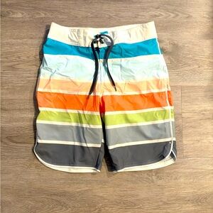 Colorful Striped Boys 12 Swim Shorts